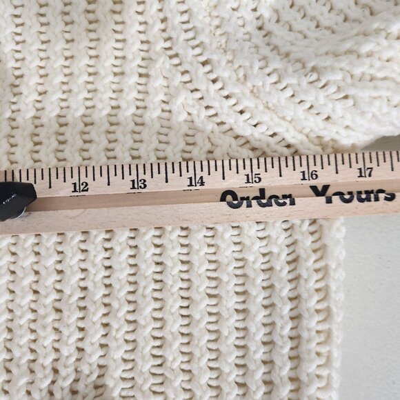 Old Navy Sweater Womens Medium Ivory Button Front Cardigan Knit Pockets Collar - Picture 7 of 9